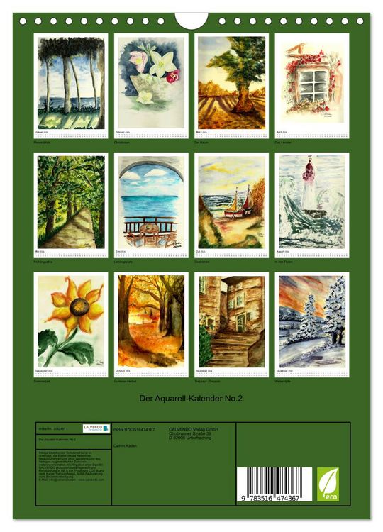 Produktbild: Der Aquarell-Kalender No.2 (Wandkalender 2026 DIN A4 hoch), CALVENDO Monatskalender