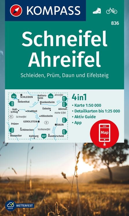 Produktbild: KOMPASS Wanderkarte 836 Schneifel, Ahreifel, Schleiden, Pr&uuml;m, Daun, Eifelsteig 1:50.000