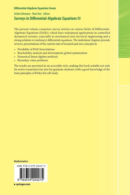 Produktbild: Surveys in Differential-Algebraic Equations III