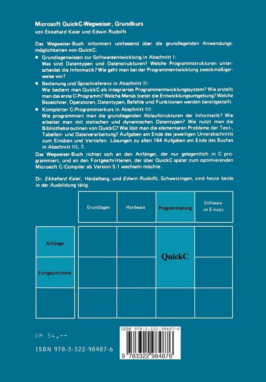 Produktbild: Microsoft QuickC-Wegweiser Grundkurs