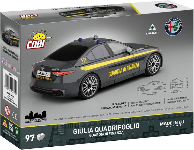 Produktbild: COBI 24657 - Alva Romeo Giulia Quadrifoglio Guardia di Finanza, Bausatz 1:35, 97 Klemmbausteine