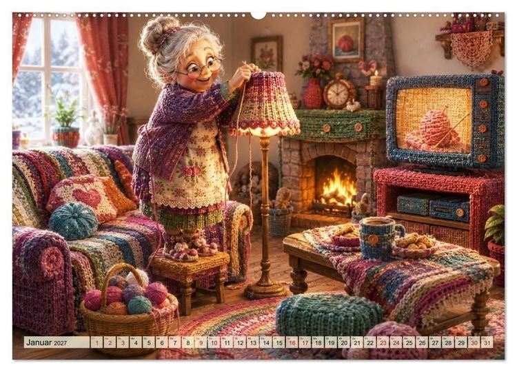 Produktbild: Die strickende Oma (Wandkalender 2027 DIN A2 quer), CALVENDO Monatskalender