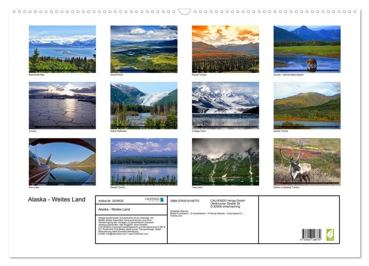 Produktbild: Alaska - Weites Land (Wandkalender 2026 DIN A2 quer), CALVENDO Monatskalender