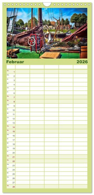 Produktbild: Familienplaner 2026 - Ostfriesland - Museumshafen Carolinensiel mit 5 Spalten (Wandkalender, 21 x 45 cm) CALVENDO