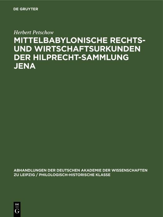 Produktbild: Mittelbabylonische Rechts- und Wirtschaftsurkunden der Hilprecht-Sammlung Jena