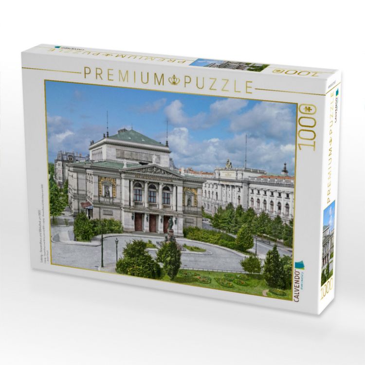 Produktbild: CALVENDO Puzzle Leipzig - Gewandhaus und Bibliothek um 1900 | 1000 Teile Lege-Gr&ouml;&szlig;e 64x48cm Foto-Puzzle f&uuml;r gl&uuml;ckliche Stunden