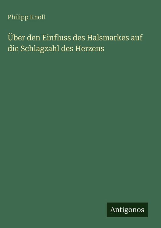 Produktbild: &Uuml;ber den Einfluss des Halsmarkes auf die Schlagzahl des Herzens