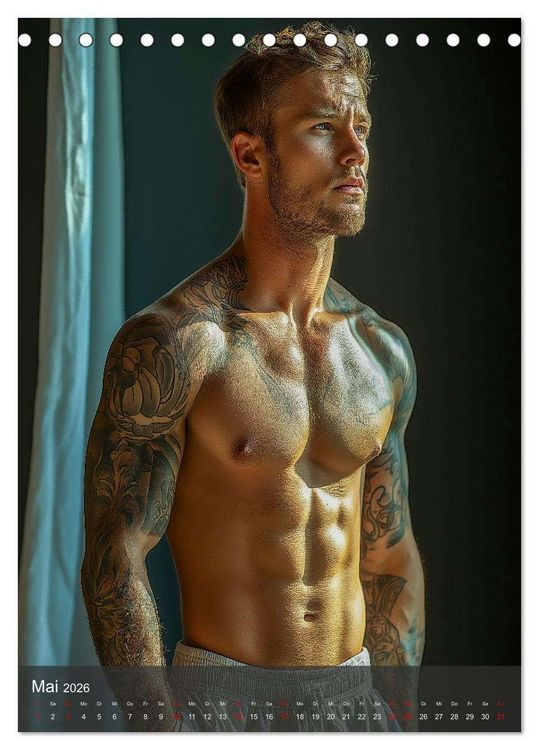 Produktbild: SEXY M&Auml;NNER - Muskeln im M&auml;nnerkalender (Tischkalender 2026 DIN A5 hoch), CALVENDO Monatskalender