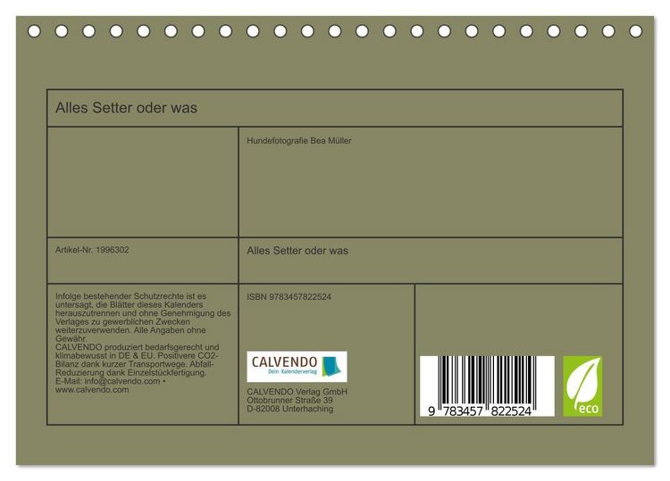Produktbild: Alles Setter oder was (Tischkalender 2026 DIN A5 quer), CALVENDO Monatskalender