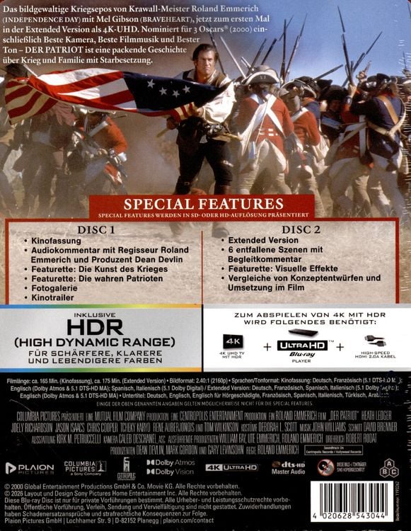 Produktbild: Der Patriot - Extended Version & Kinofassung - Steelbook (2 4K Ultra HD)