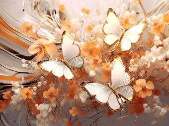 Produktbild: CALVENDO Puzzle Schmetterlinge auf edlen Bl&uuml;ten in Orange und Gold | 2000 Teile Lege-Gr&ouml;&szlig;e 90x67cm Foto-Puzzle f&uuml;r gl&uuml;ckliche Stunden