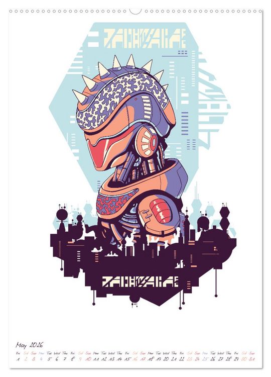 Produktbild: Cyberpunk Futuristic City (Wall Calendar 2026 DIN A2 portrait), CALVENDO 12 Month Wall Calendar