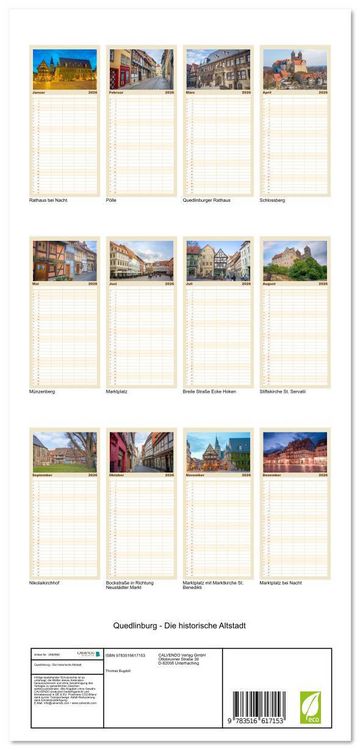 Produktbild: Familienplaner 2026 - Quedlinburg - Die historische Altstadt mit 5 Spalten (Wandkalender, 21 x 45 cm) CALVENDO