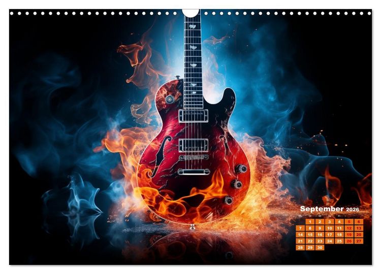 Produktbild: Sechs Saiten, Zw&ouml;lf Monate - Der Gitarrenkalender (Wandkalender 2026 DIN A3 quer), CALVENDO Monatskalender