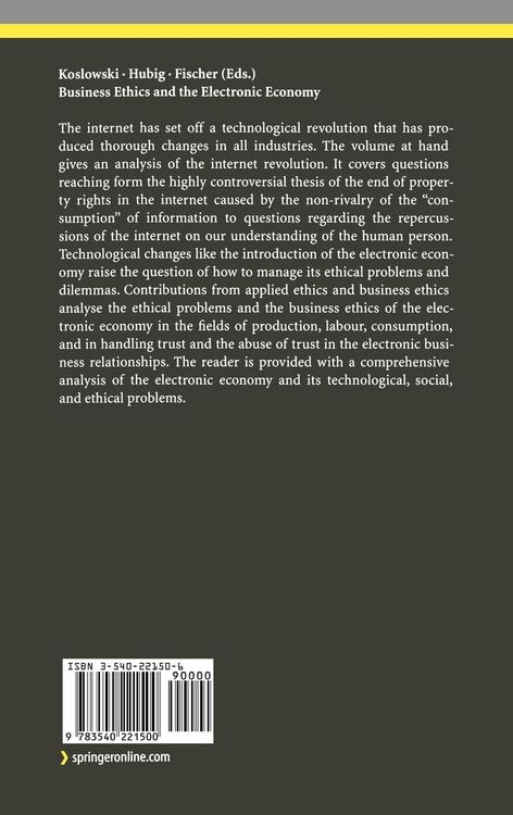 Produktbild: Business Ethics and the Electronic Economy