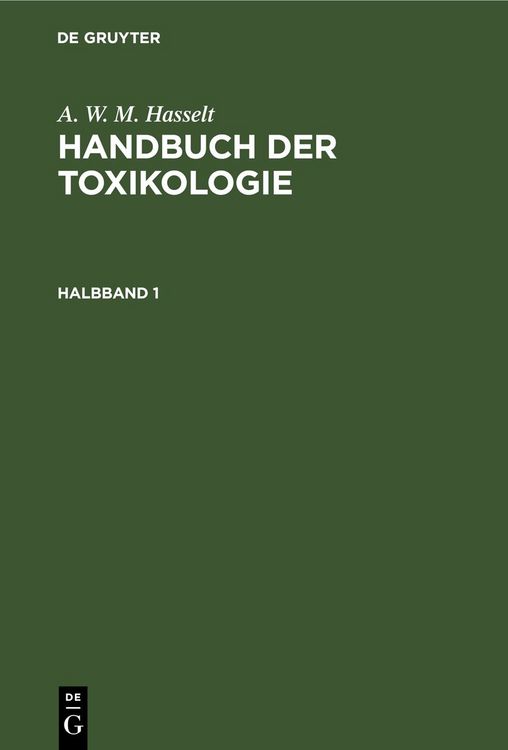 Produktbild: Handbuch der Toxikologie. Halbband 1