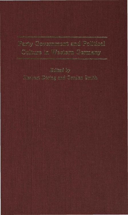 Produktbild: Party Government and Political Culture in Western Germany