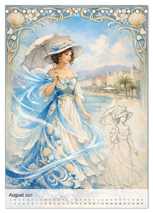 Produktbild: Belle &Eacute;poque Weltreise (Tischkalender 2027 DIN A5 hoch), CALVENDO Monatskalender
