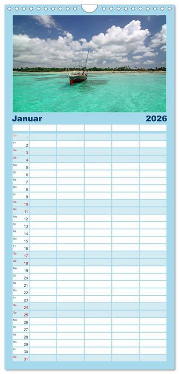 Produktbild: Familienplaner 2026 - Sansibar mit 5 Spalten (Wandkalender, 21 x 45 cm) CALVENDO