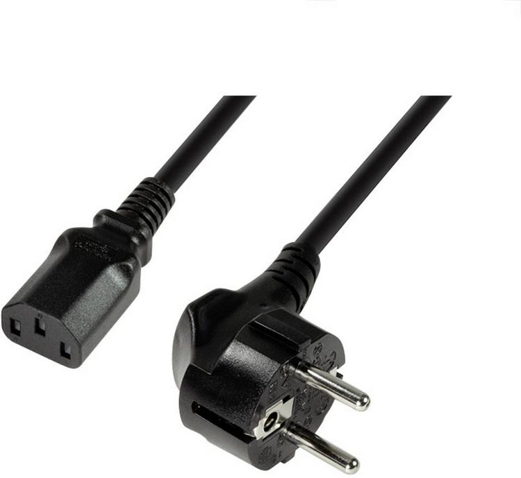 Produktbild: LogiLink Strom Anschlusskabel [1x Schutzkontakt-Winkelstecker - 1x Kaltger&auml;te-Stecker C13] 3.00 m Schwarz