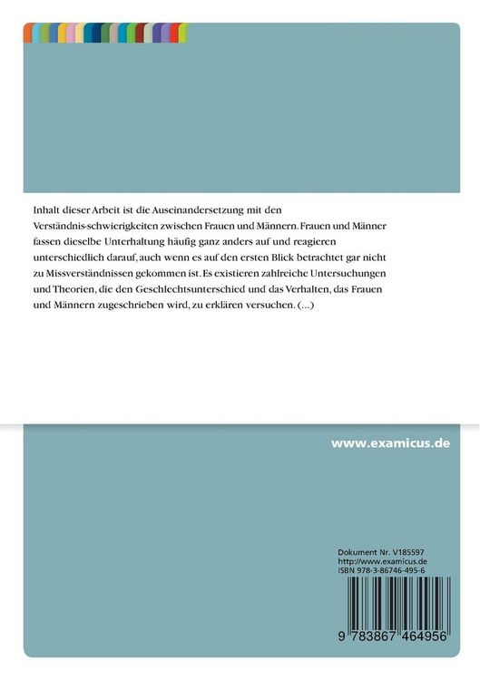 Produktbild: Kommunikationsst&ouml;rungen in Paarbeziehungen unter besonderer Ber&uuml;cksichtigung des unterschiedlichen Gespr&auml;chsverhaltens von Frauen und M&auml;nnern