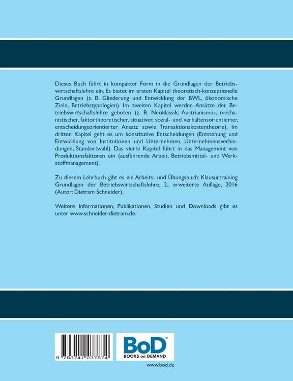 Produktbild: Grundlagen der Betriebswirtschaftslehre