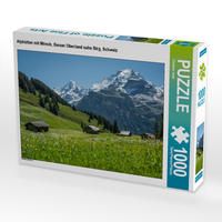 Produktbild: CALVENDO Puzzle Alph&uuml;tten mit M&ouml;nch, Berner Oberland nahe Birg, Schweiz | 1000 Teile Lege-Gr&ouml;&szlig;e 64x48cm Foto-Puzzle f&uuml;r gl&uuml;ckliche Stunden