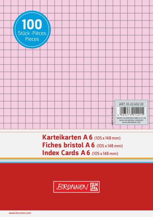 Produktbild: Brunnen Karteikarte A6 kar rt 100St
