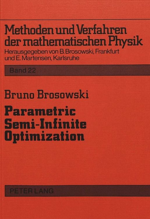Produktbild: Parametric Semi-Infinite Optimization