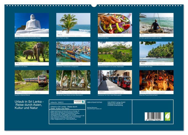 Produktbild: Urlaub in Sri Lanka - Reise durch Asien, Kultur und Natur (hochwertiger Premium Wandkalender 2026 DIN A2 quer), Kunstdruck in Hochglanz