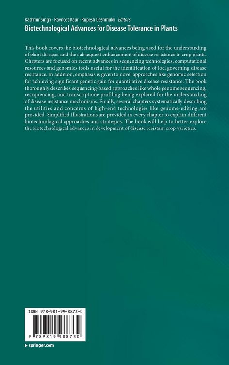 Produktbild: Biotechnological Advances for Disease Tolerance in Plants