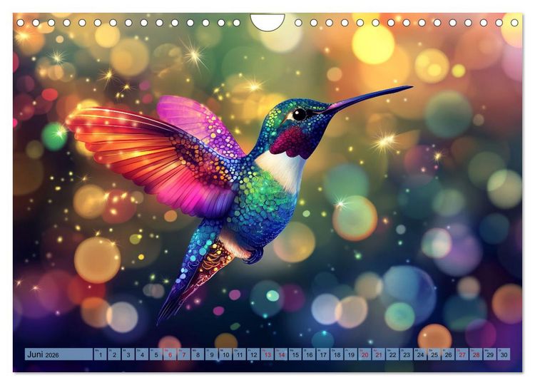 Produktbild: Fliegende Kunstwerke - Kolibris (Wandkalender 2026 DIN A4 quer), CALVENDO Monatskalender
