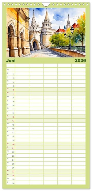 Produktbild: Familienplaner 2026 - Reise durch Ungarn mit 5 Spalten (Wandkalender, 21 x 45 cm) CALVENDO