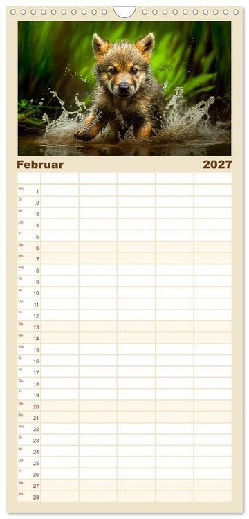Produktbild: Familienplaner 2027 - Tierkinder beim Baden mit 5 Spalten (Wandkalender, 21 x 45 cm) CALVENDO