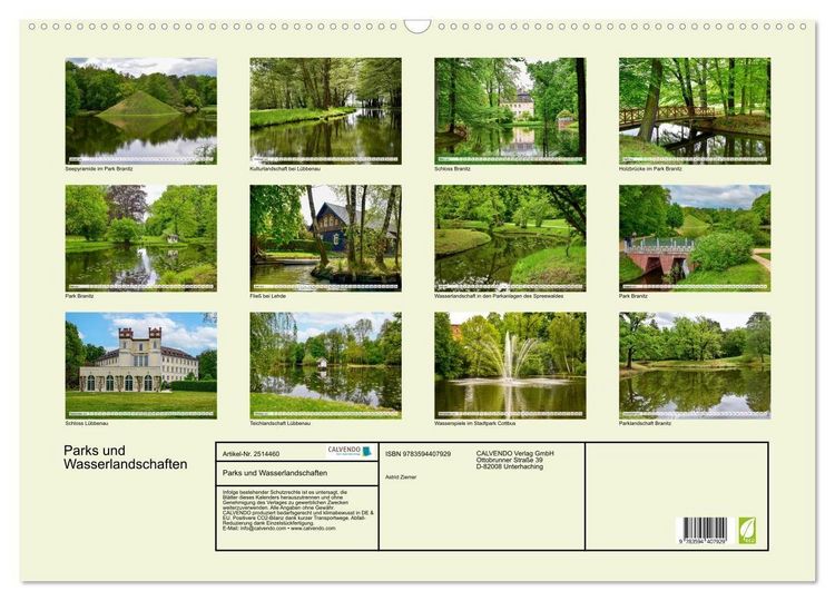 Produktbild: Parks und Wasserlandschaften (Wandkalender 2027 DIN A2 quer), CALVENDO Monatskalender