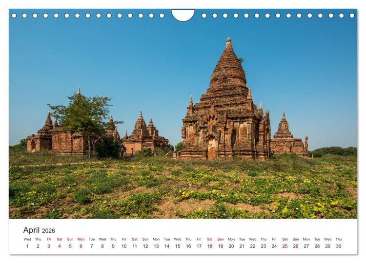 Produktbild: Bagan - Pagodas in the forest (Wall Calendar 2026 DIN A4 landscape), CALVENDO 12 Month Wall Calendar