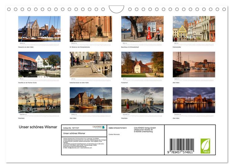 Produktbild: Unser sch&ouml;nes Wismar (Wandkalender 2026 DIN A4 quer), CALVENDO Monatskalender