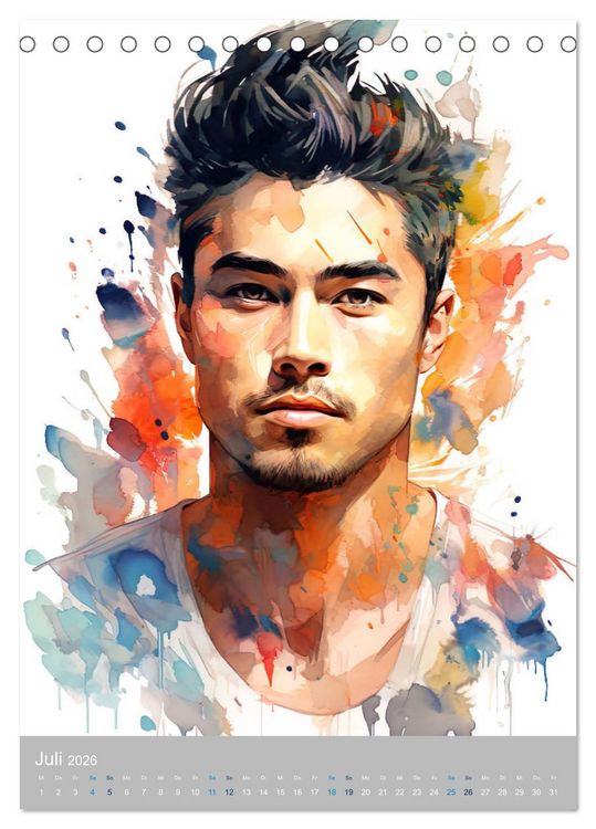 Produktbild: Gentlemen in Aquarell (Tischkalender 2026 DIN A5 hoch), CALVENDO Monatskalender
