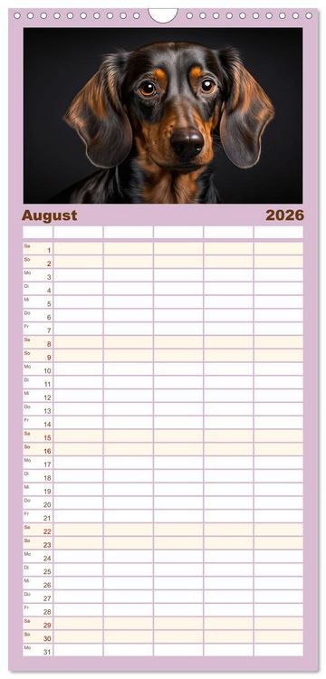 Produktbild: Familienplaner 2026 - Hunde Portr&auml;ts mit 5 Spalten (Wandkalender, 21 x 45 cm) CALVENDO