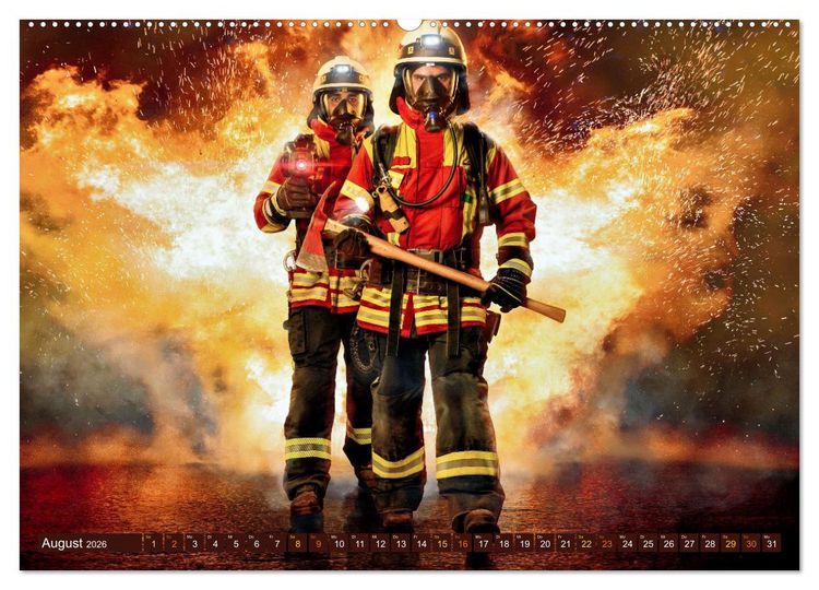 Produktbild: Im Bann der Rettung - Feuerwehr (Wandkalender 2026 DIN A2 quer), CALVENDO Monatskalender