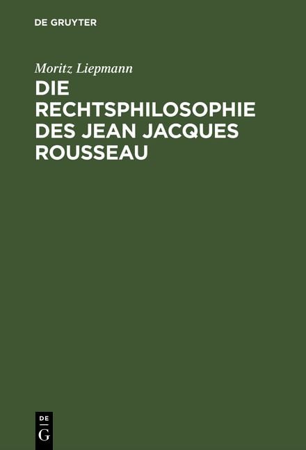 Produktbild: Die Rechtsphilosophie des Jean Jacques Rousseau