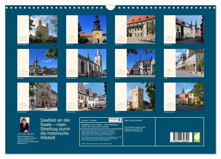 Produktbild: Saalfeld an der Saale &ndash; mein Streifzug durch die historische Altstadt (Wandkalender 2026 DIN A3 quer), CALVENDO Monatskalender