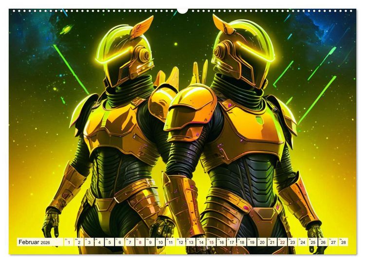 Produktbild: Fantasie - Futuristische Ritter (hochwertiger Premium Wandkalender 2026 DIN A2 quer), Kunstdruck in Hochglanz