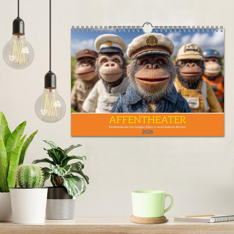 Produktbild: Affentheater - Kinderkalender mit lustigen Affen in verschiedenen Berufen (Wandkalender 2026 DIN A4 quer), CALVENDO Monatskalender