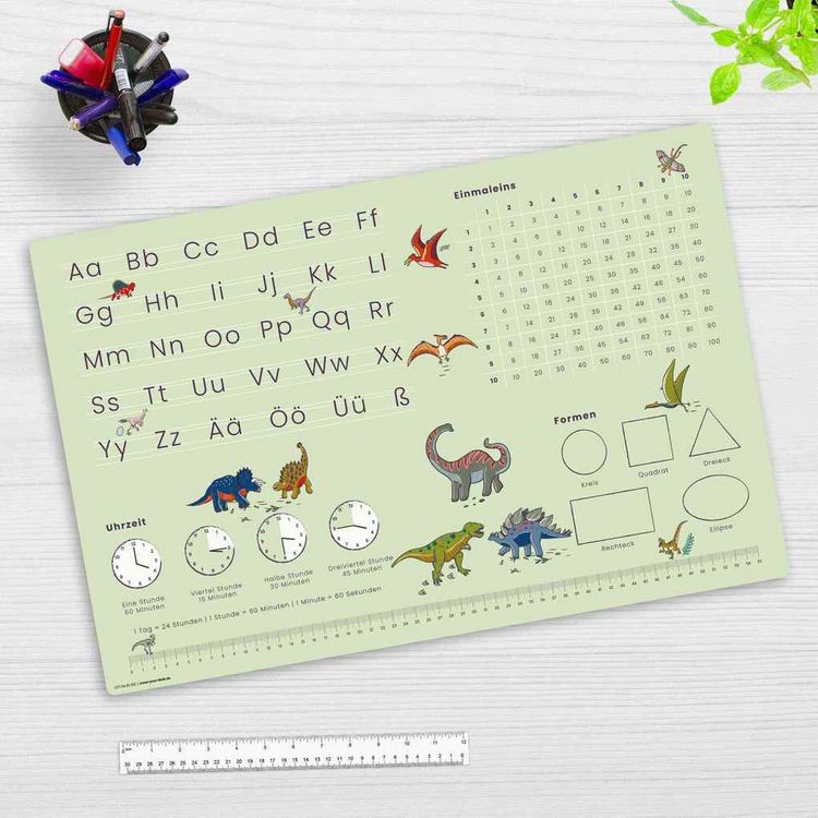Produktbild: Cover-your-desk Schreibtischunterlage f&uuml;r Kinder LernunterlageEinschulungverschiedene Designs, ABC, 1x1, Uhrzeiten, aus hochwertigem Vinyl, 60 x 40 cm