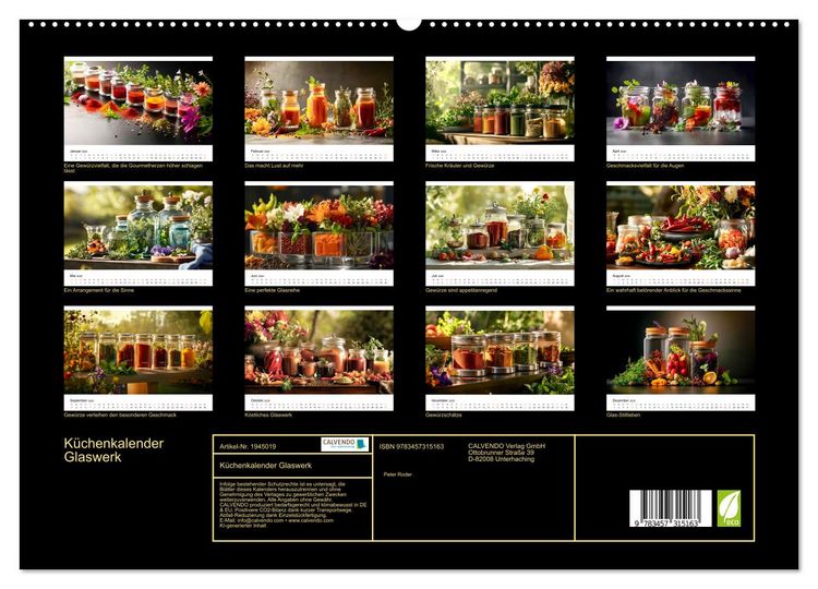 Produktbild: K&uuml;chenkalender Glaswerk (hochwertiger Premium Wandkalender 2026 DIN A2 quer), Kunstdruck in Hochglanz