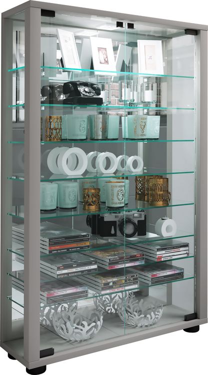 Produktbild: Glas Stand Vitrine Sammelvitrine Lumo Mini Spiegel