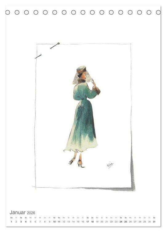 Produktbild: FIGURINEN 2026 - Fashion von 1949 - Originale von Elina Ruffinengo (Tischkalender 2026 DIN A5 hoch), CALVENDO Monatskalender