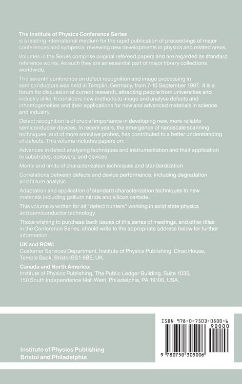 Produktbild: Defect Recognition and Image Processing in Semiconductors 1997