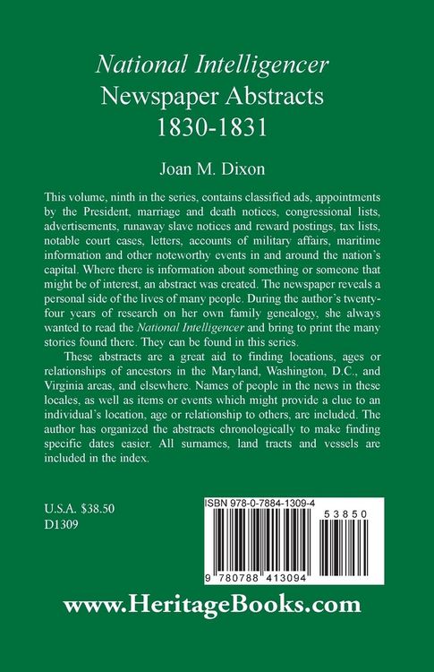 Produktbild: National Intelligencer Newspaper Abstracts, 1830-1831